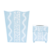 Blue Ikat Wastepaper Basket & Tissue Holder