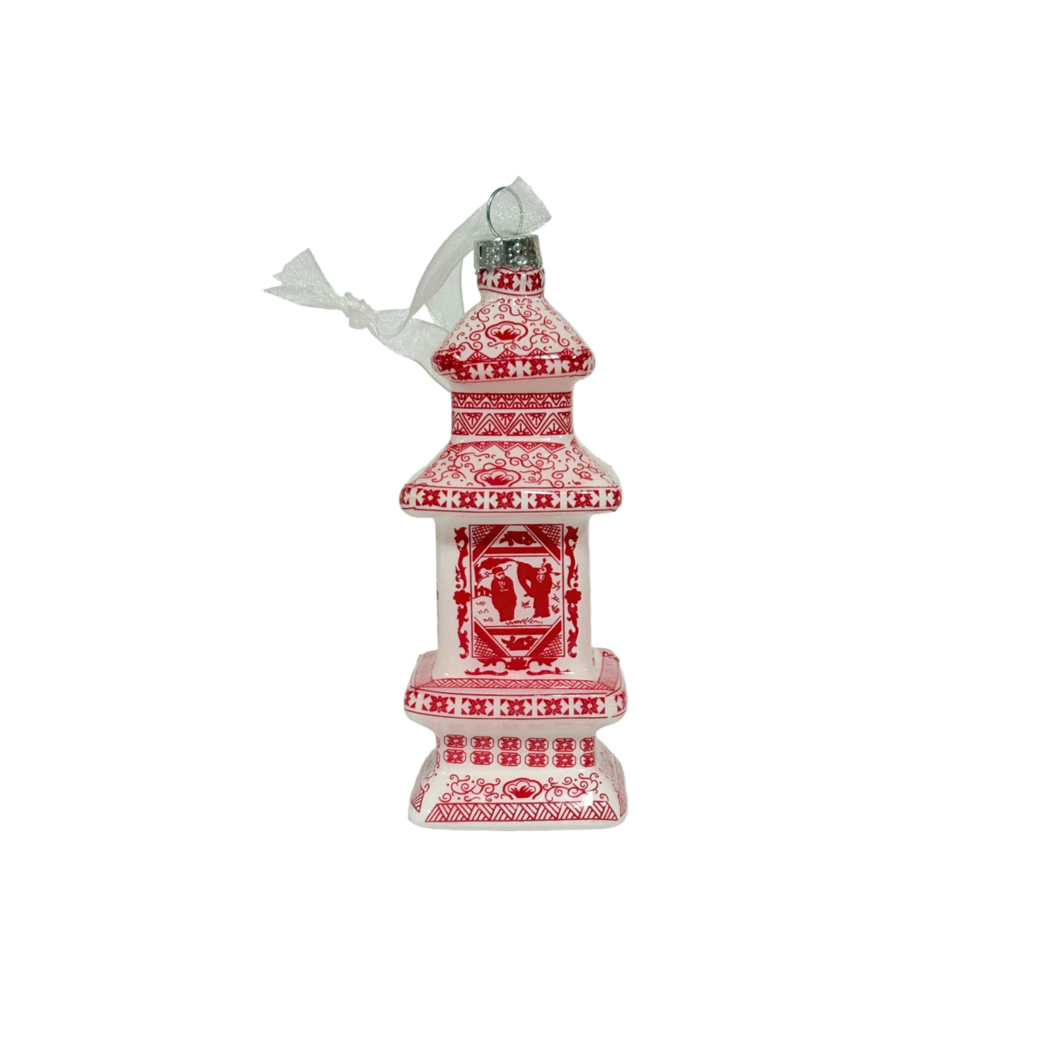 Red & White Figurine Pagoda Ornament