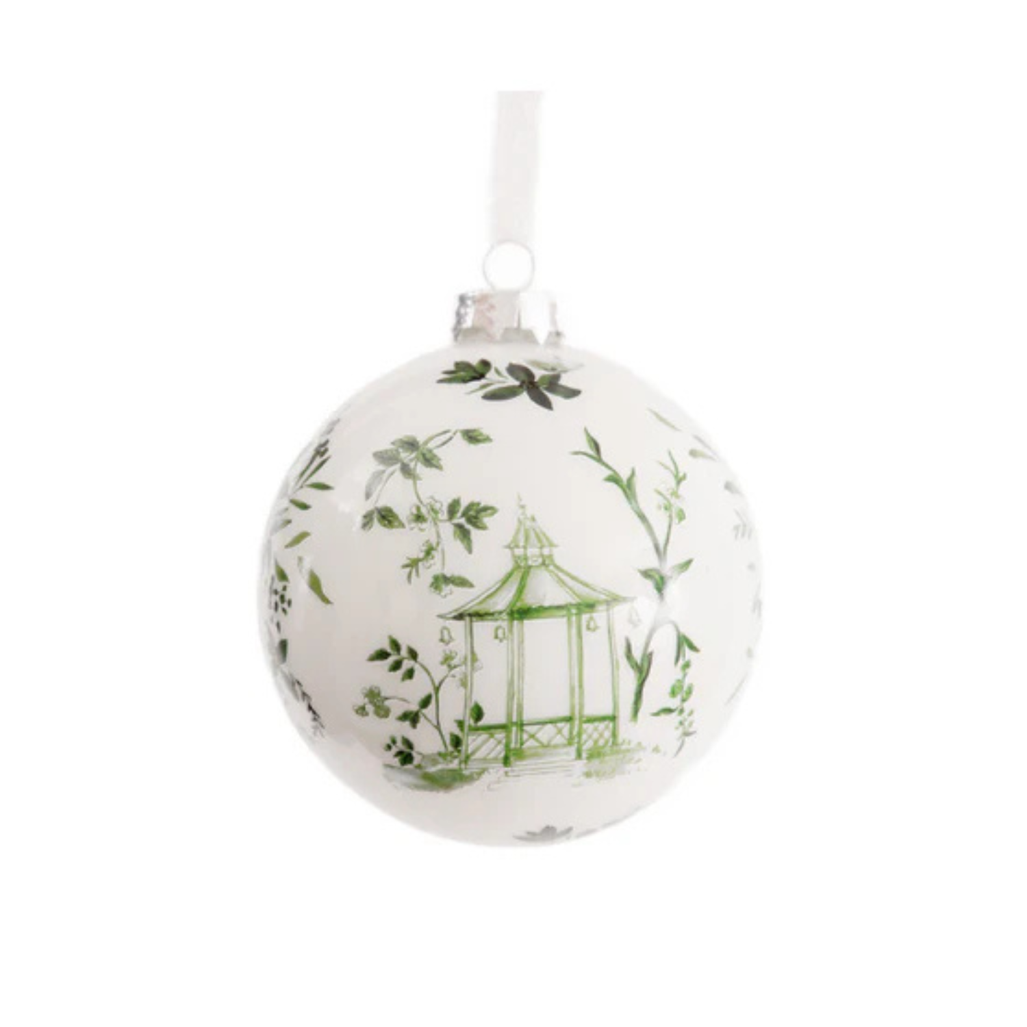 Green Pagoda Scene Ball Ornament