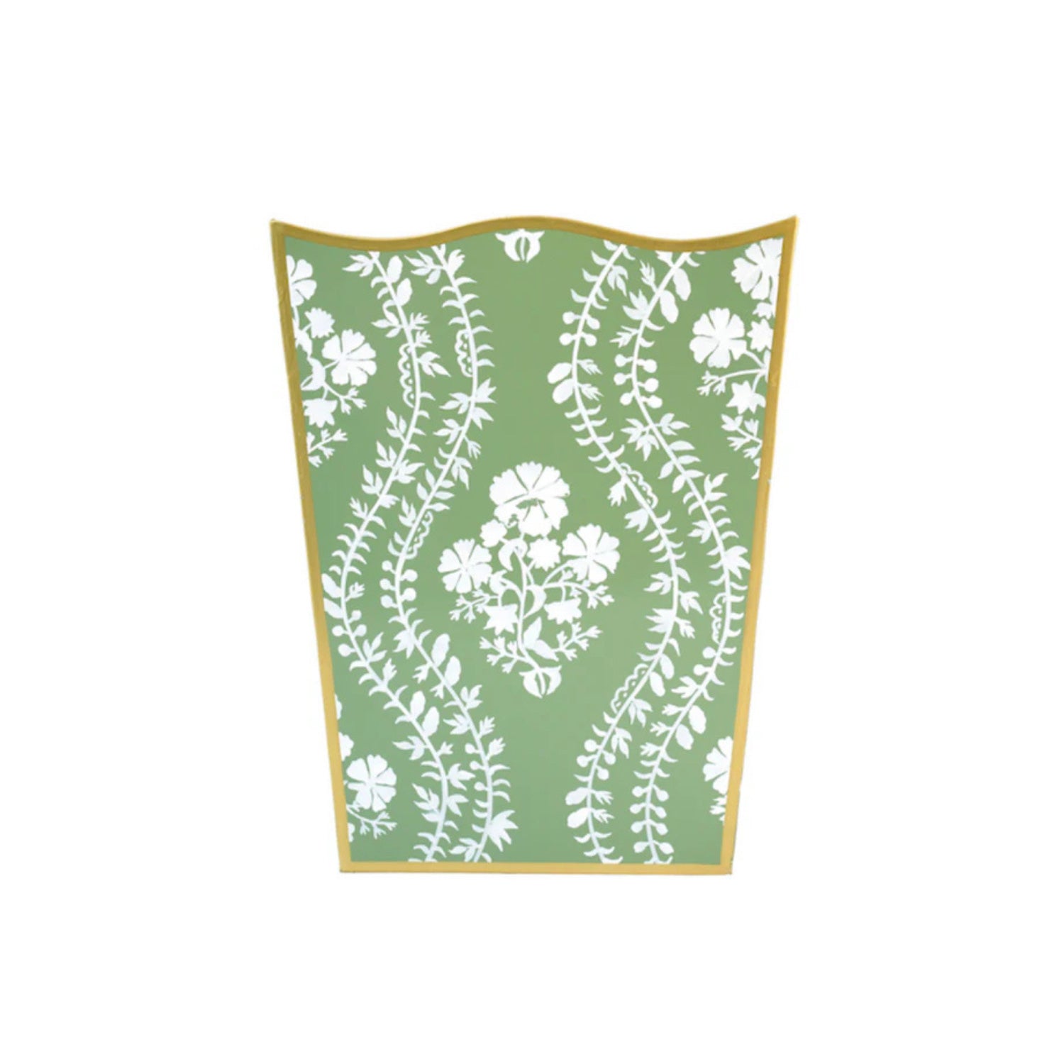 Green Floral Trellis Wastepaper Basket & Tissue