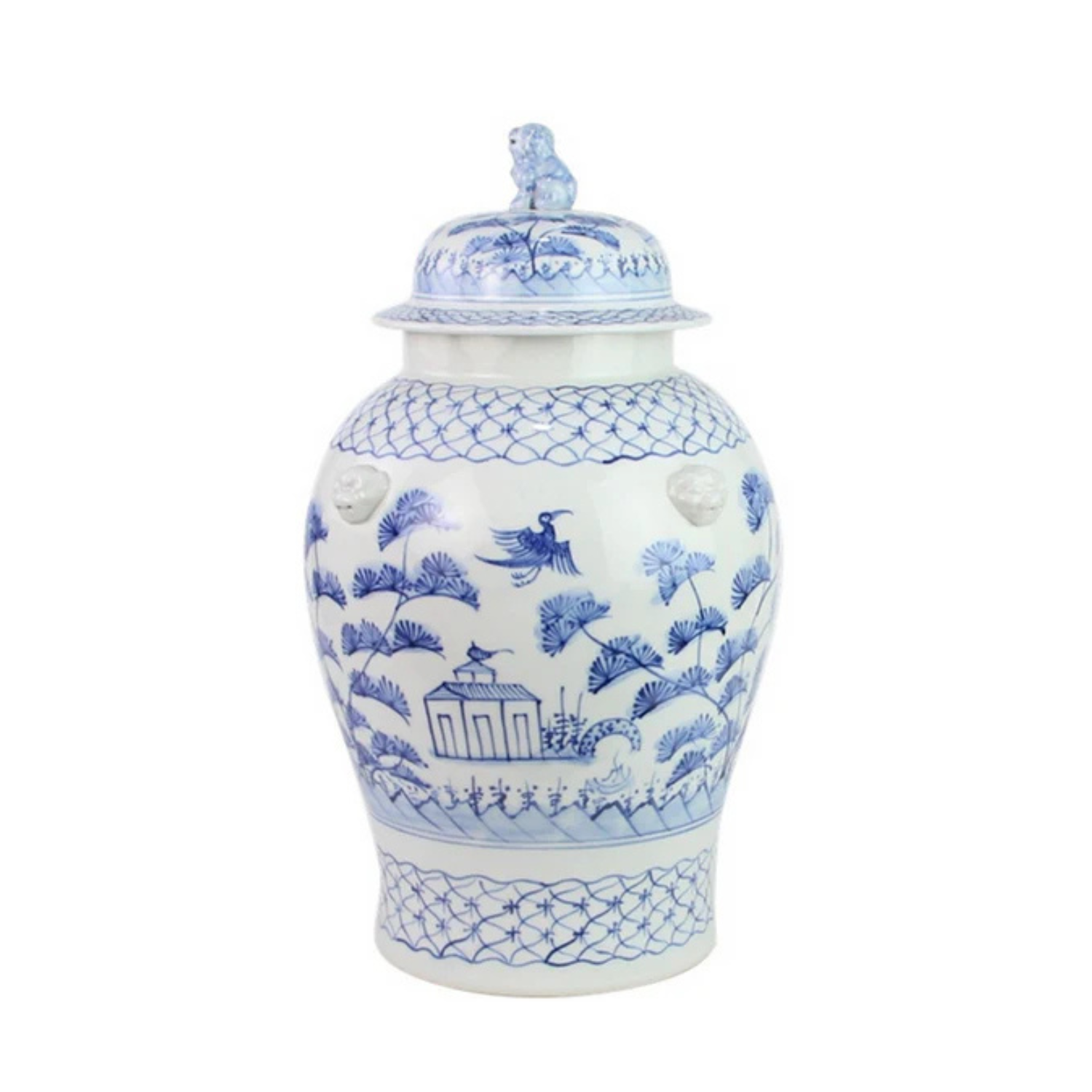 Soft Blue Village Scene Jar
