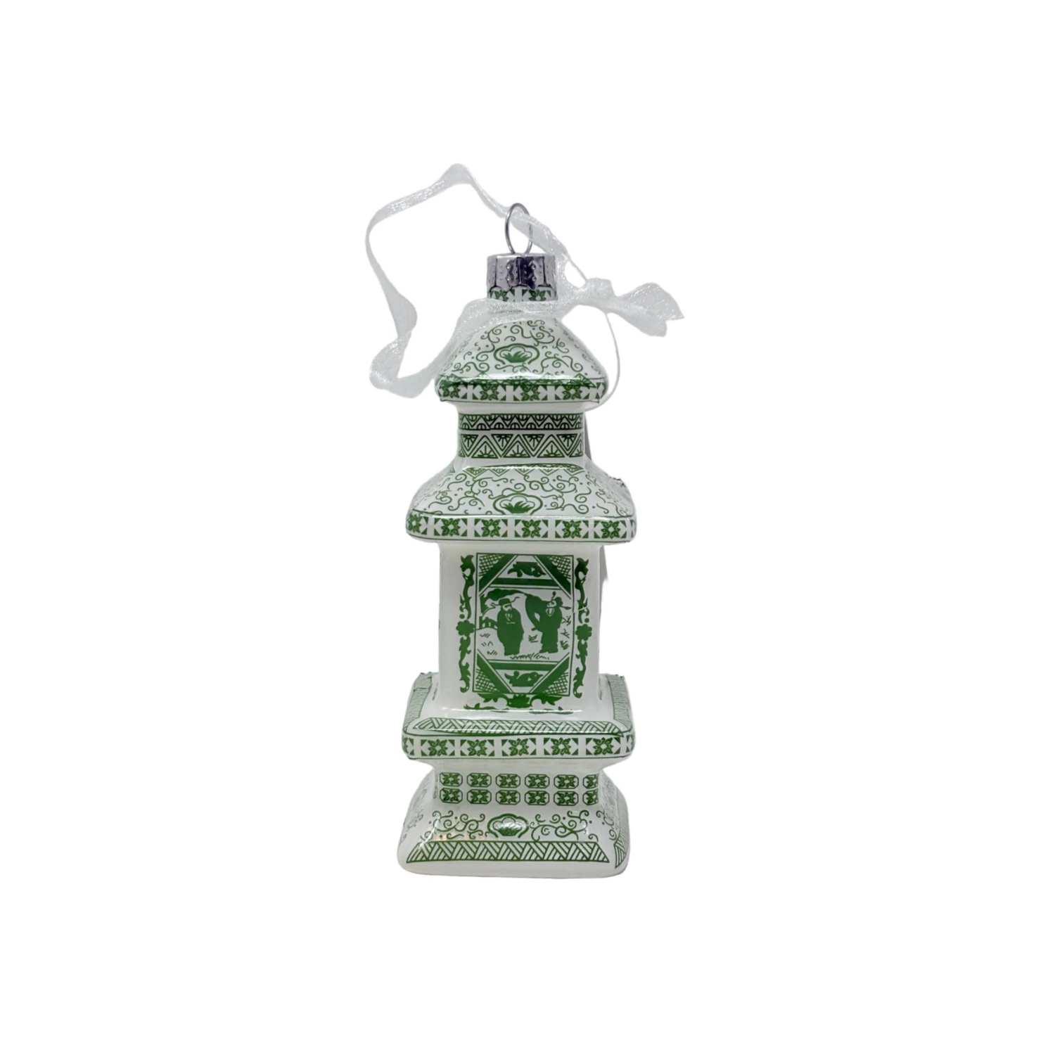 Green & White Figurine Pagoda Ornament