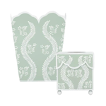 Sage Green Square Trellis Wastepaper Basket & Tissue Holder