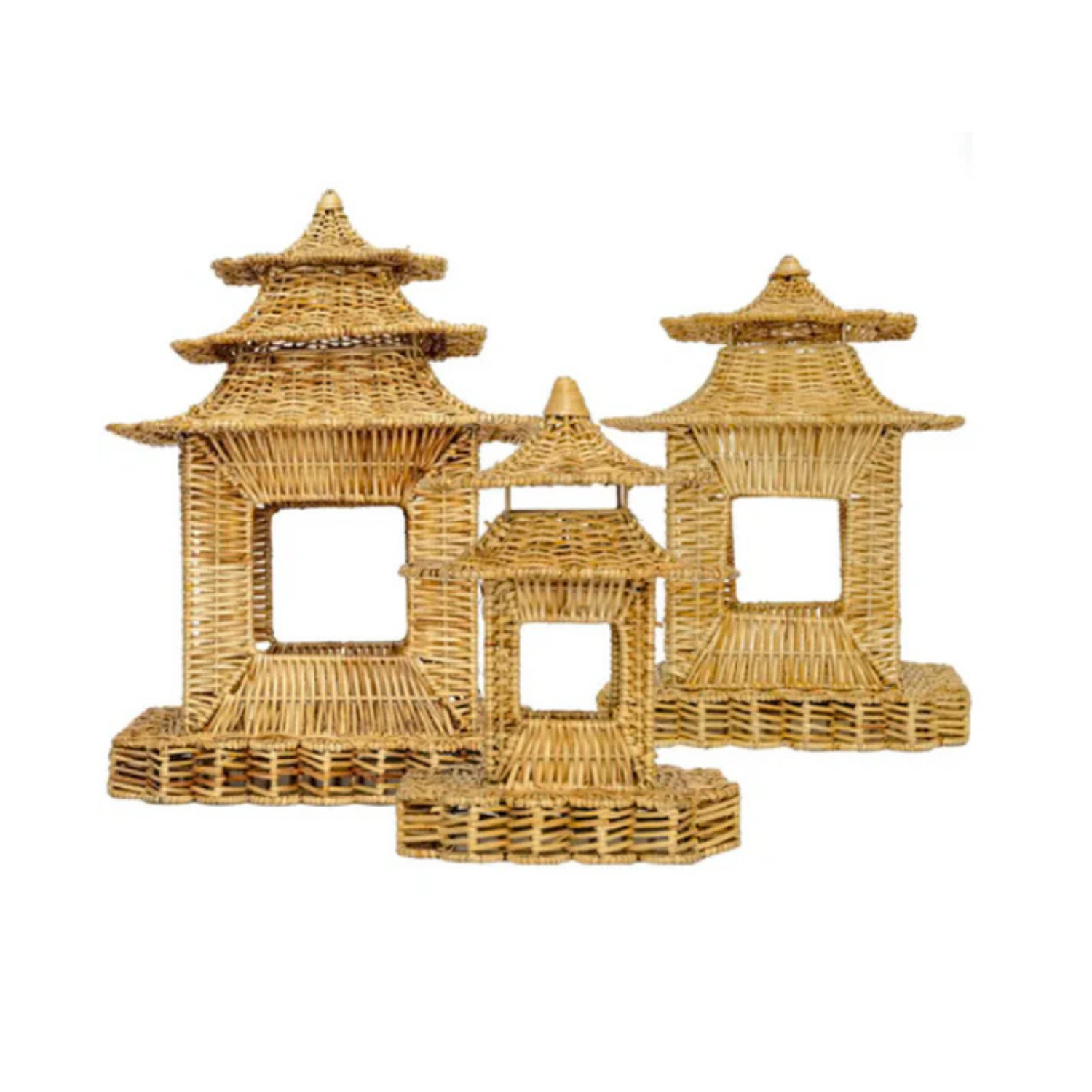 Natural Scalloped Wicker Pagoda (3 Sizes)