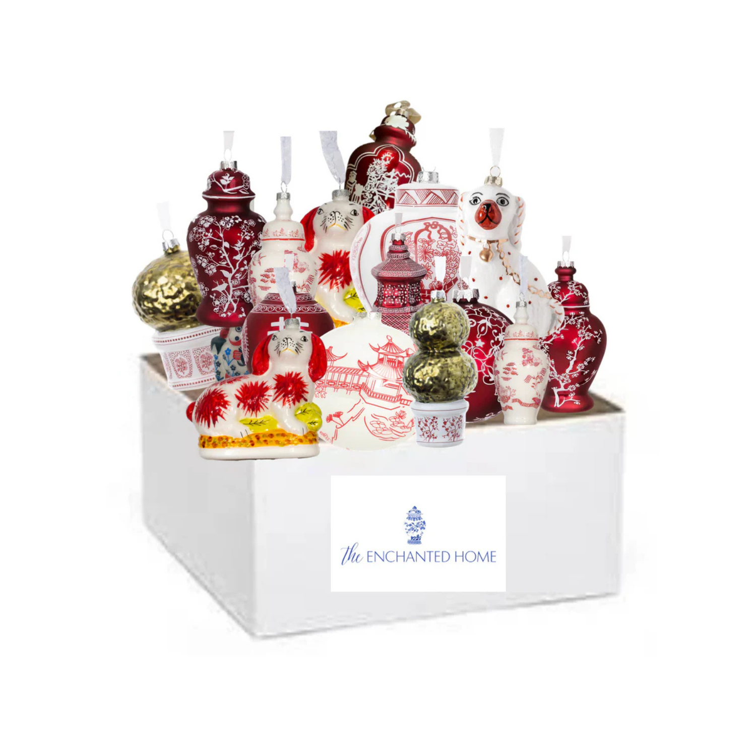 Grab bag of 20 ornaments (red and white)