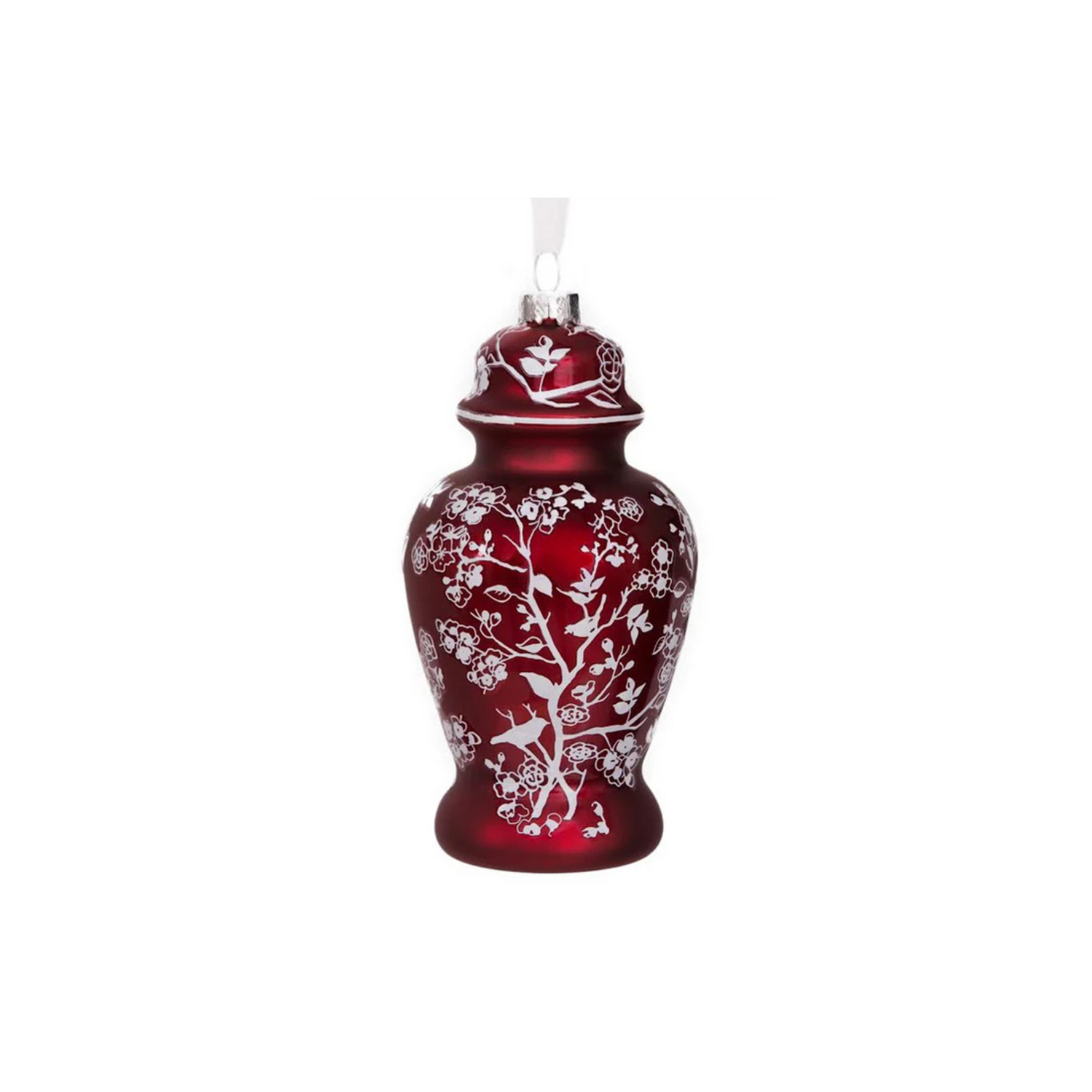 Pearlized Red Floral & Vine Jar Ornament