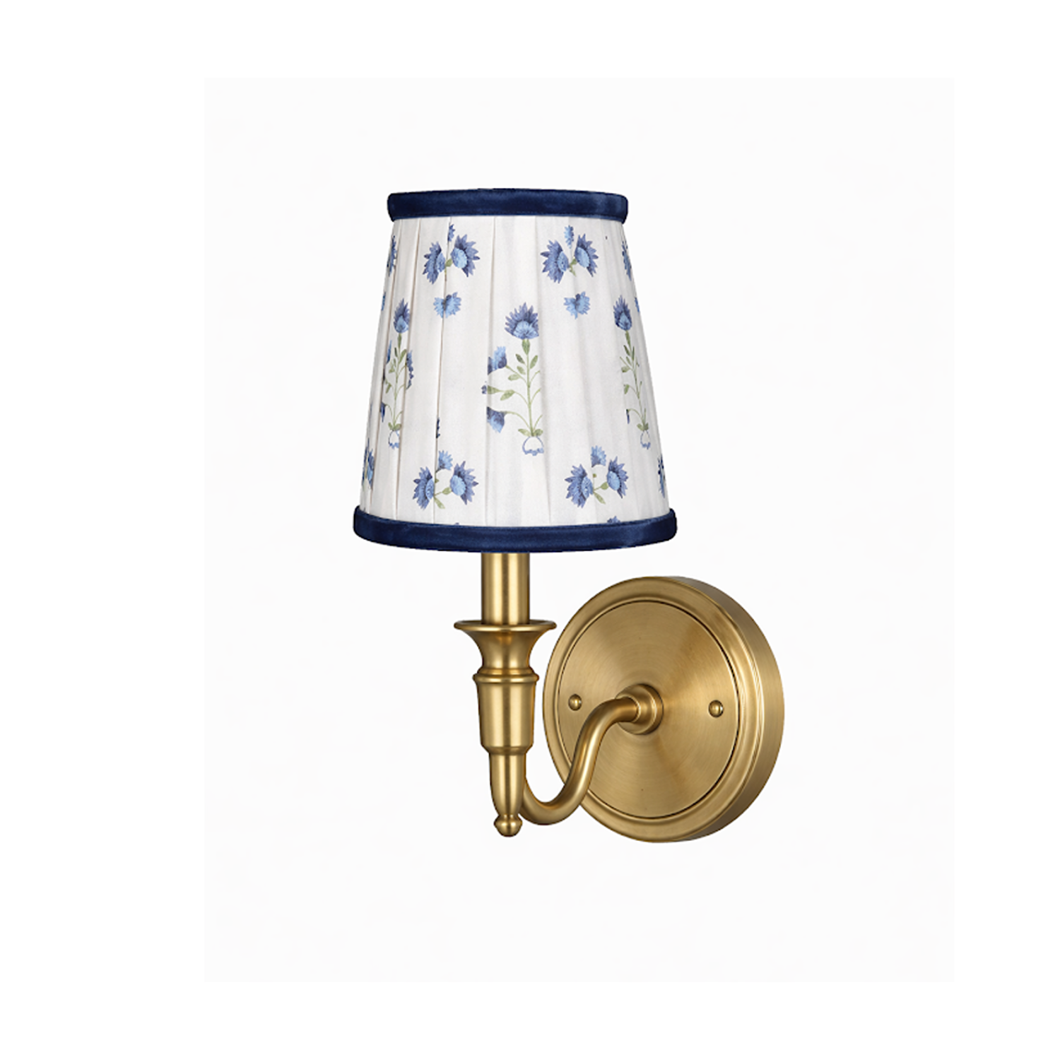 Blue Velvet Floral Sconce Shade