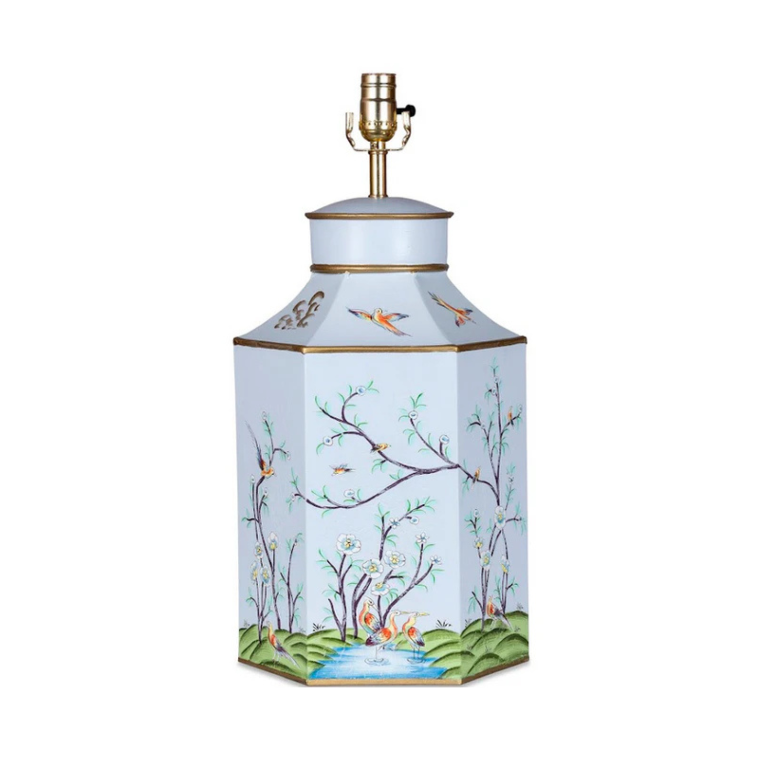 Pale Blue & Multi Color Hexagon Lamp