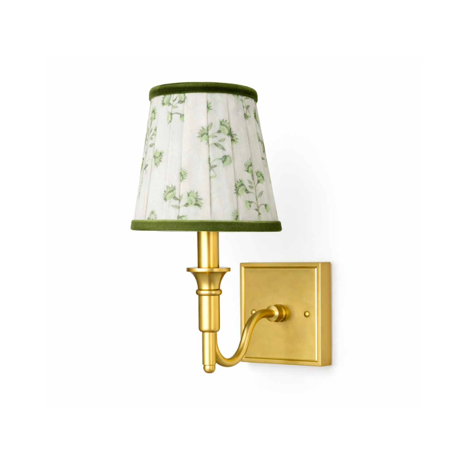 Green Velvet Floral Sconce Shade