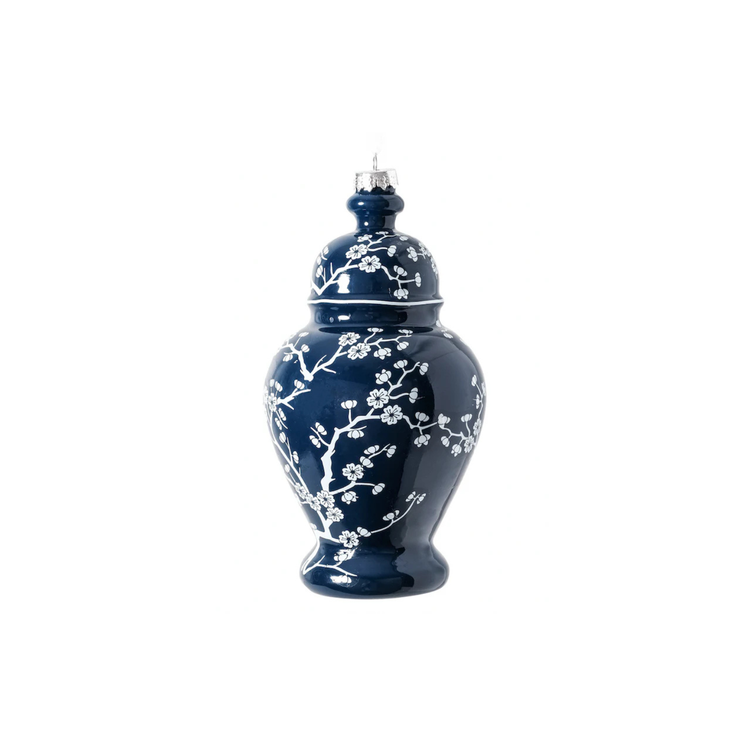 Navy Cherry Blossom Ginger Jar Ornament