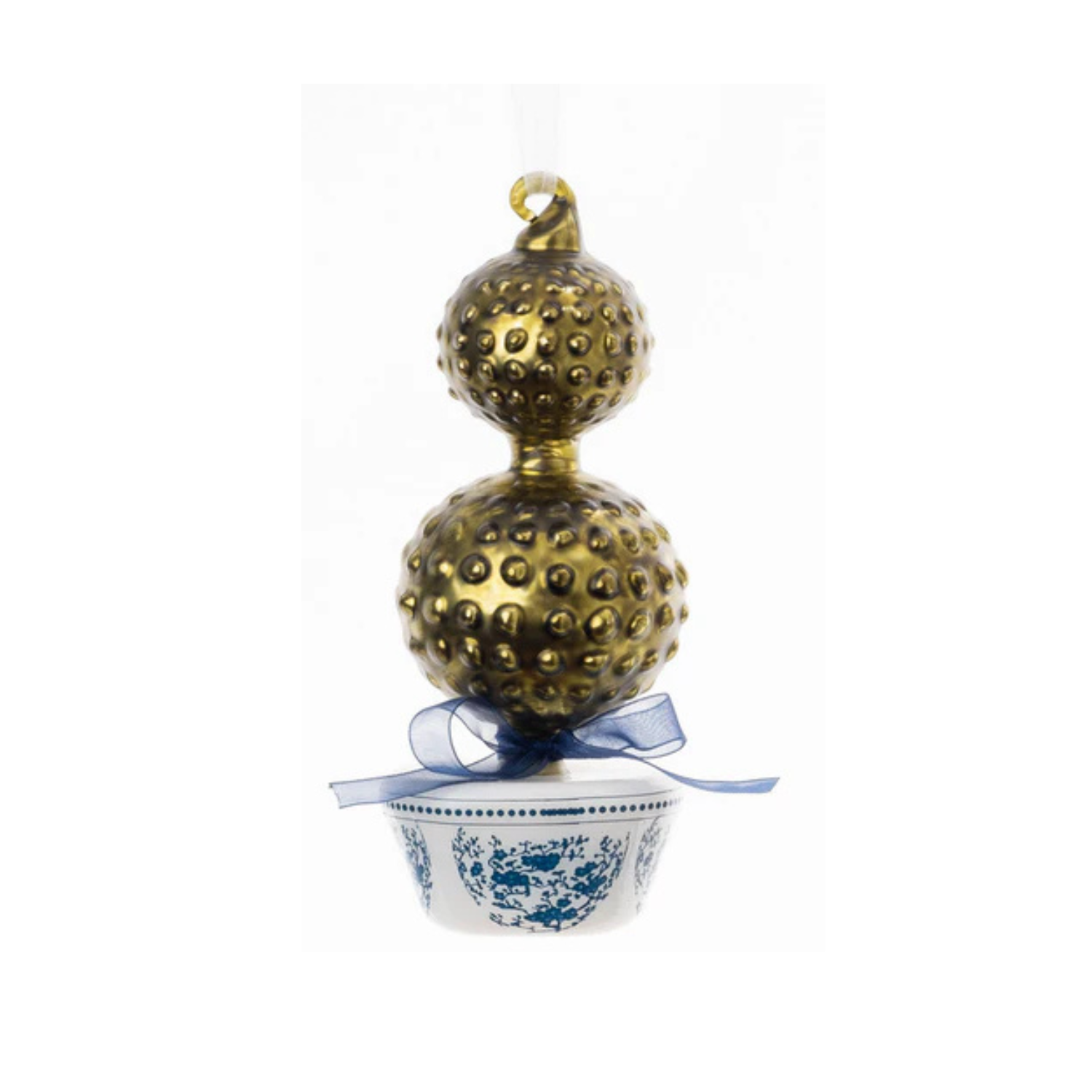 Blue Bow Topiary Ornament