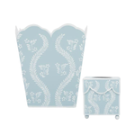 Sky Blue Square Trellis Wastepaper Basket & Tissue Holder