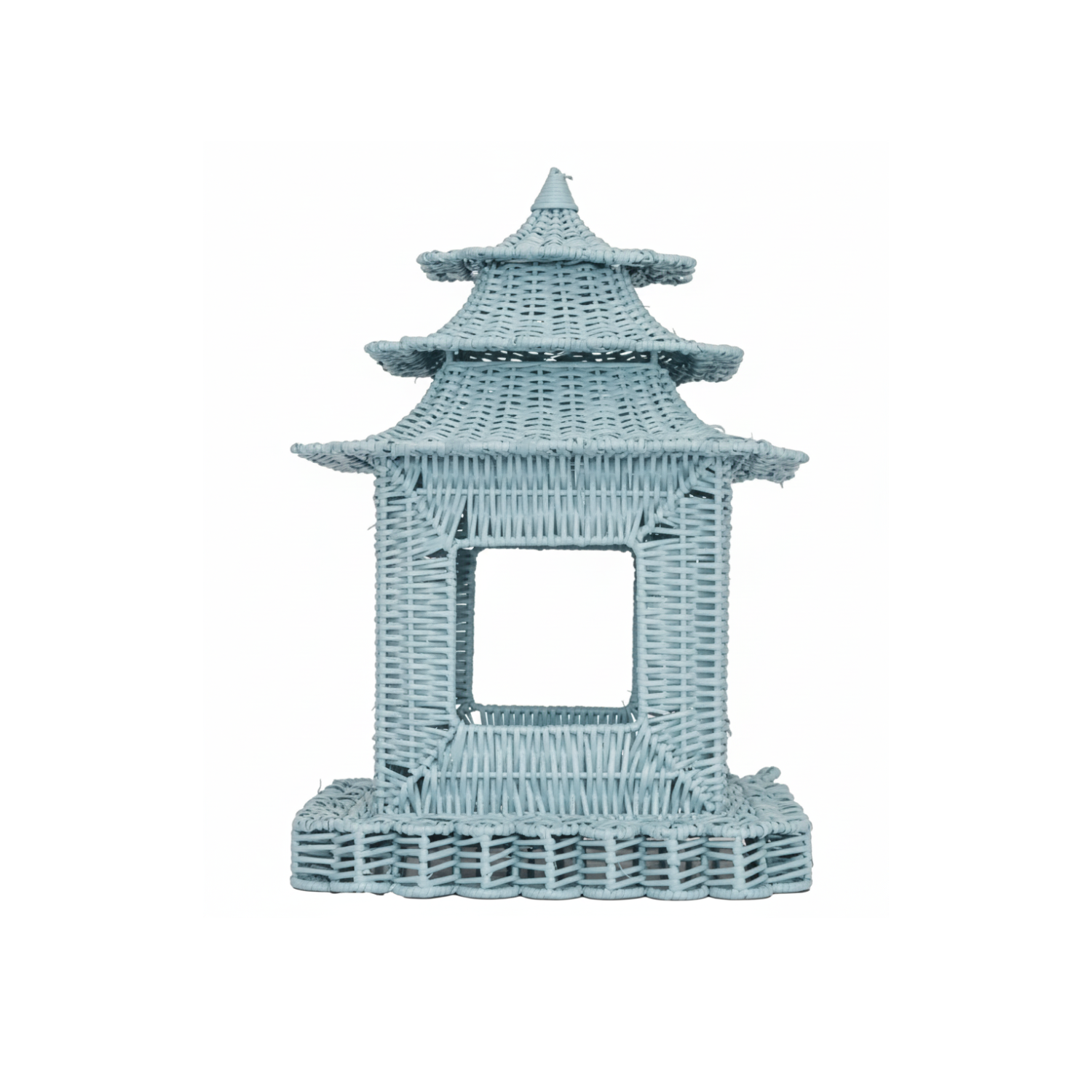 Pale Blue Scalloped Wicker Pagoda (3 Sizes)