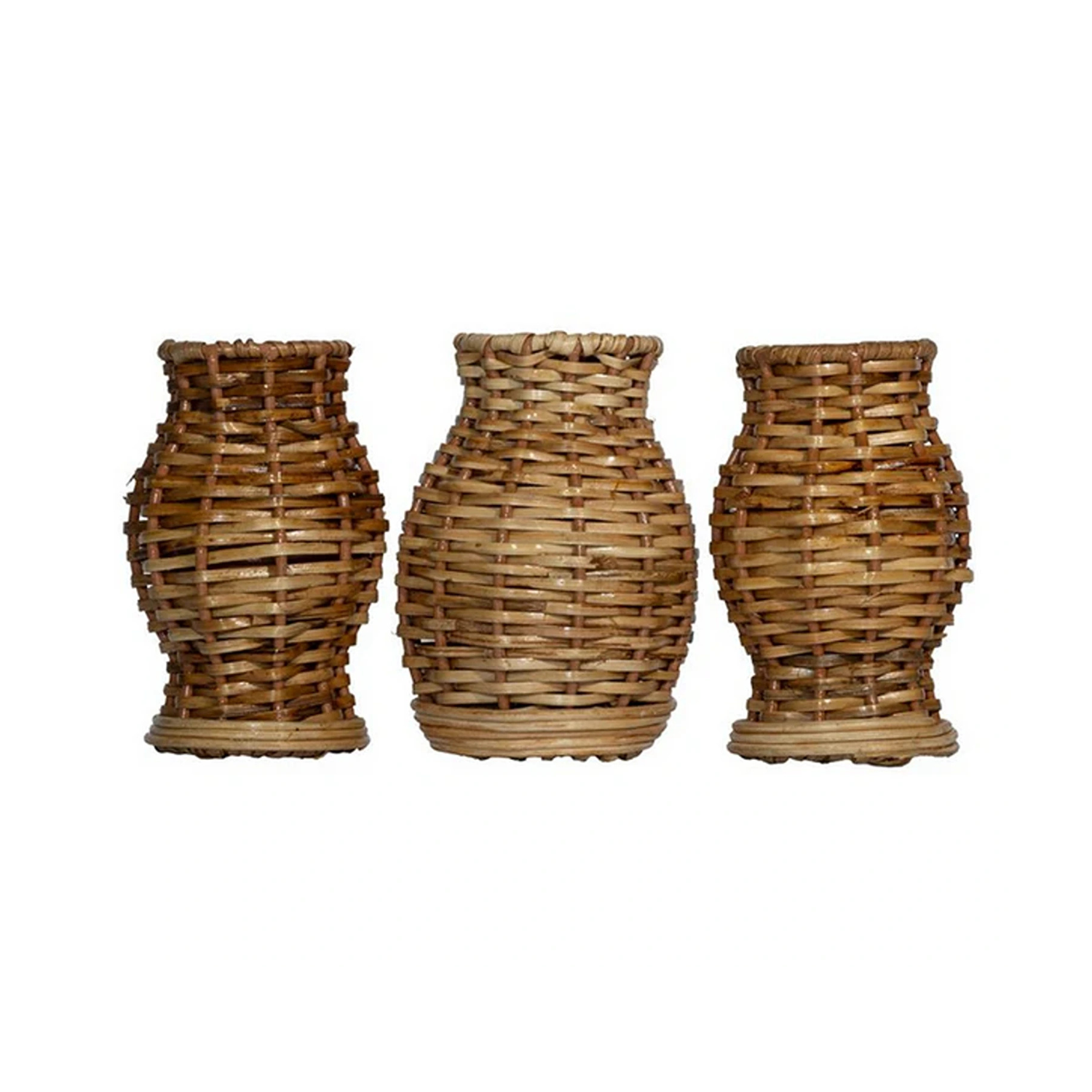 Set of 3 Mini Wicker Vases