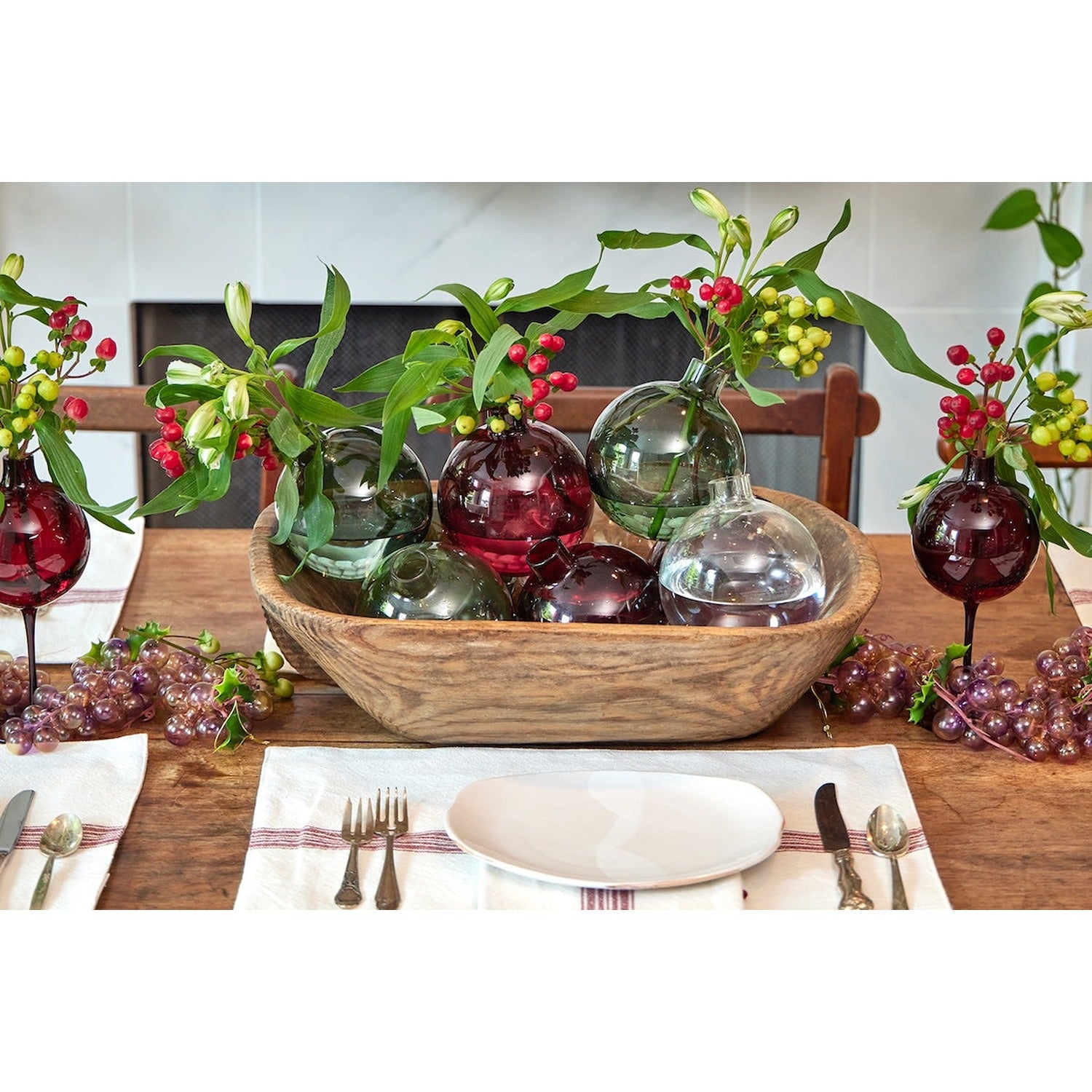 Glass Sphere Bud Vase, Spruce Green