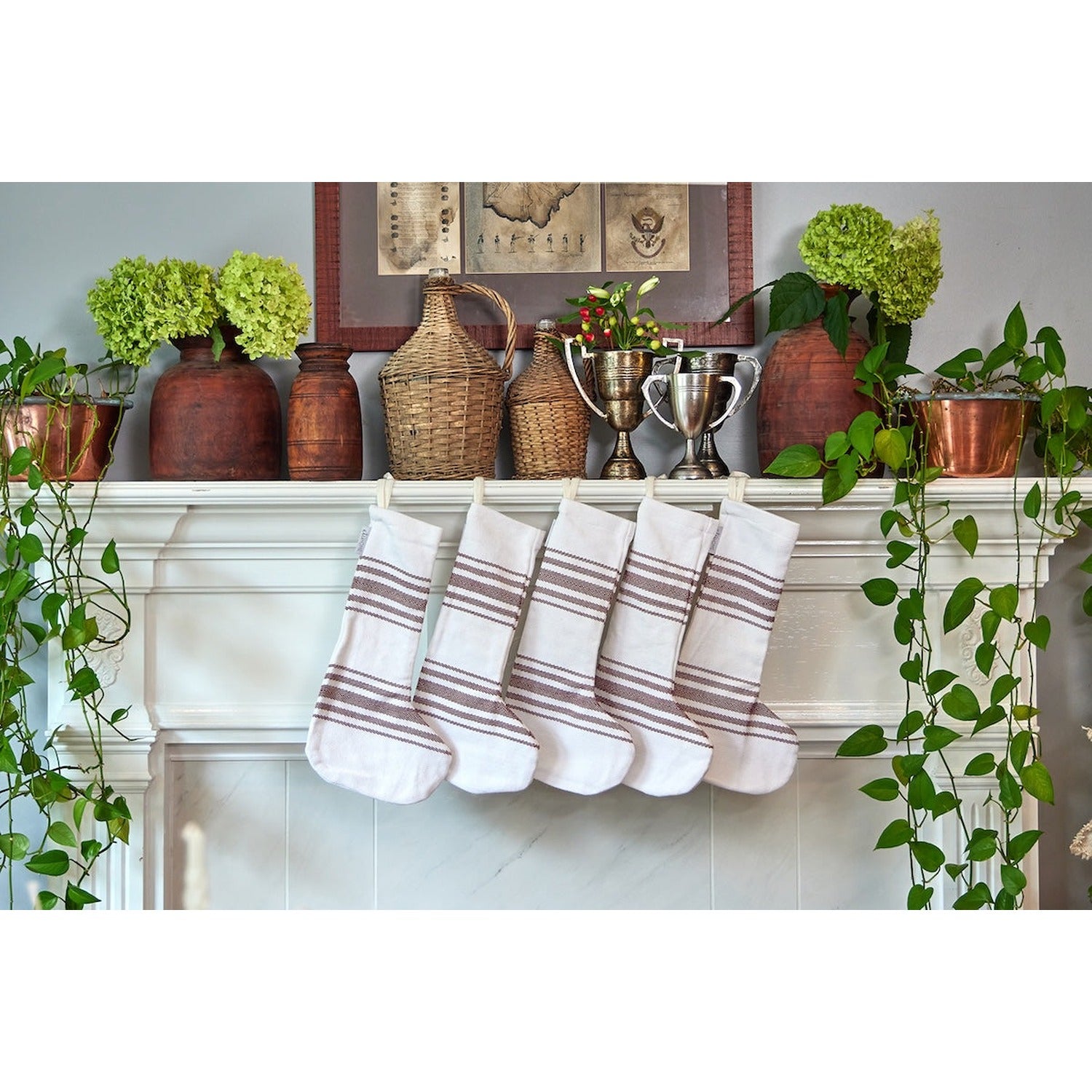 Holiday Stocking, Vintage Merlot Red Stripe, Set of 2