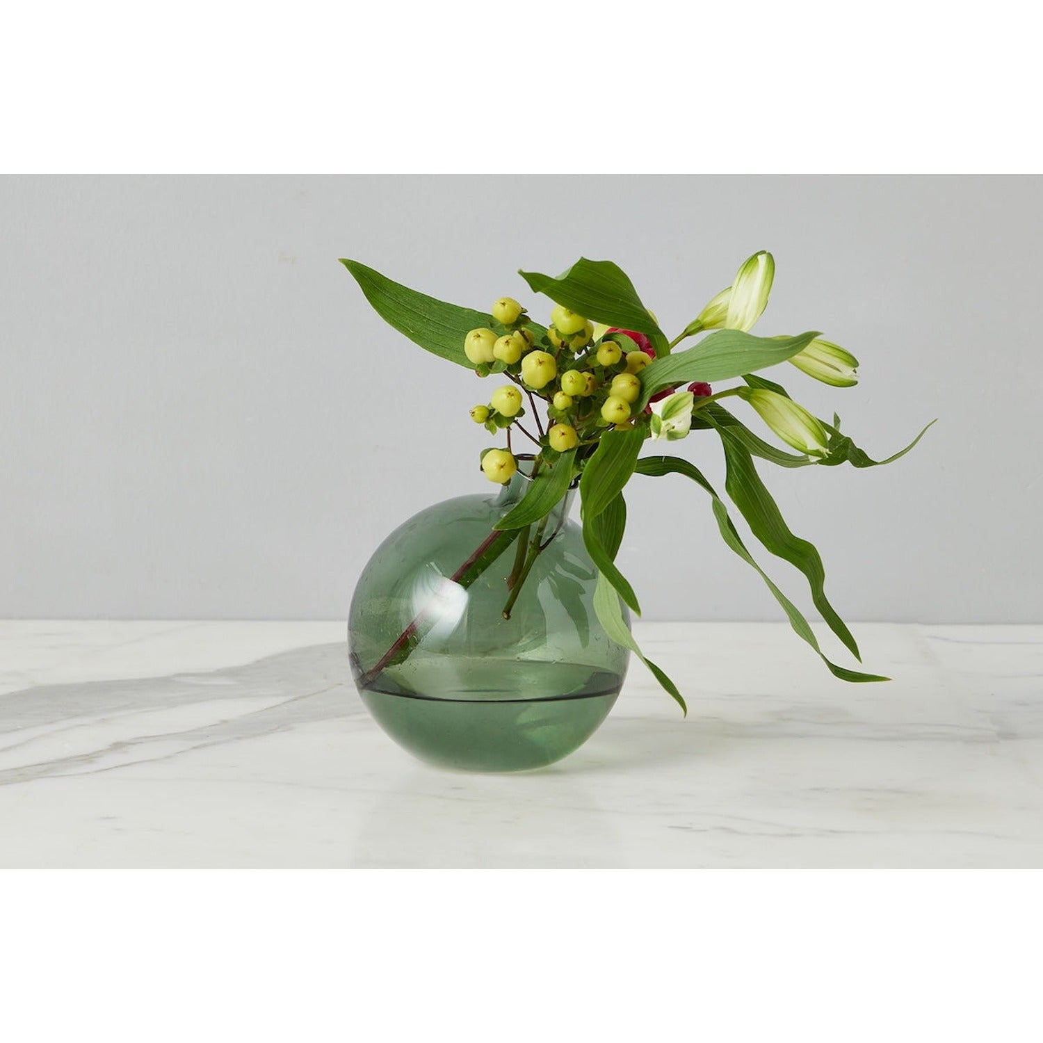 Glass Sphere Bud Vase, Spruce Green