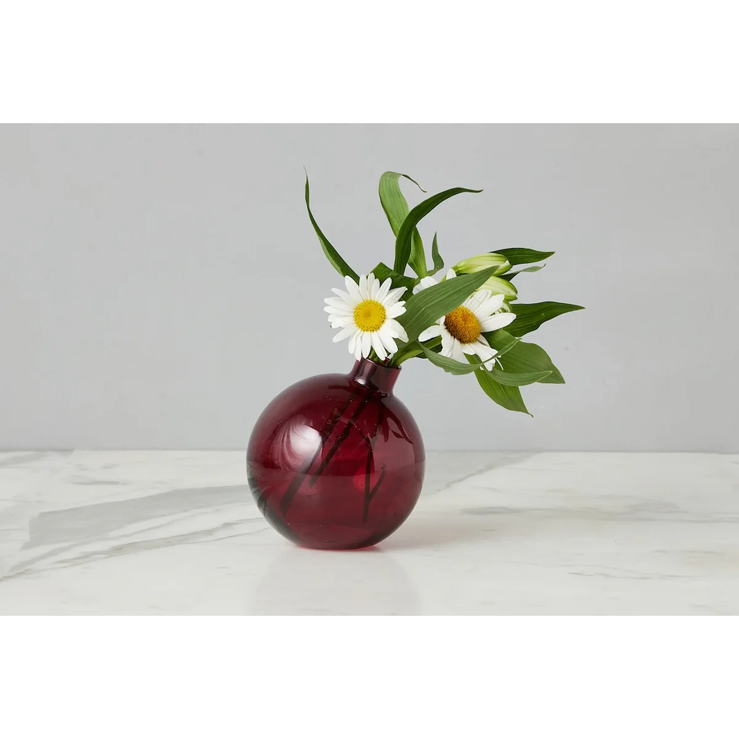 Glass Sphere Bud Vase, Merlot Red