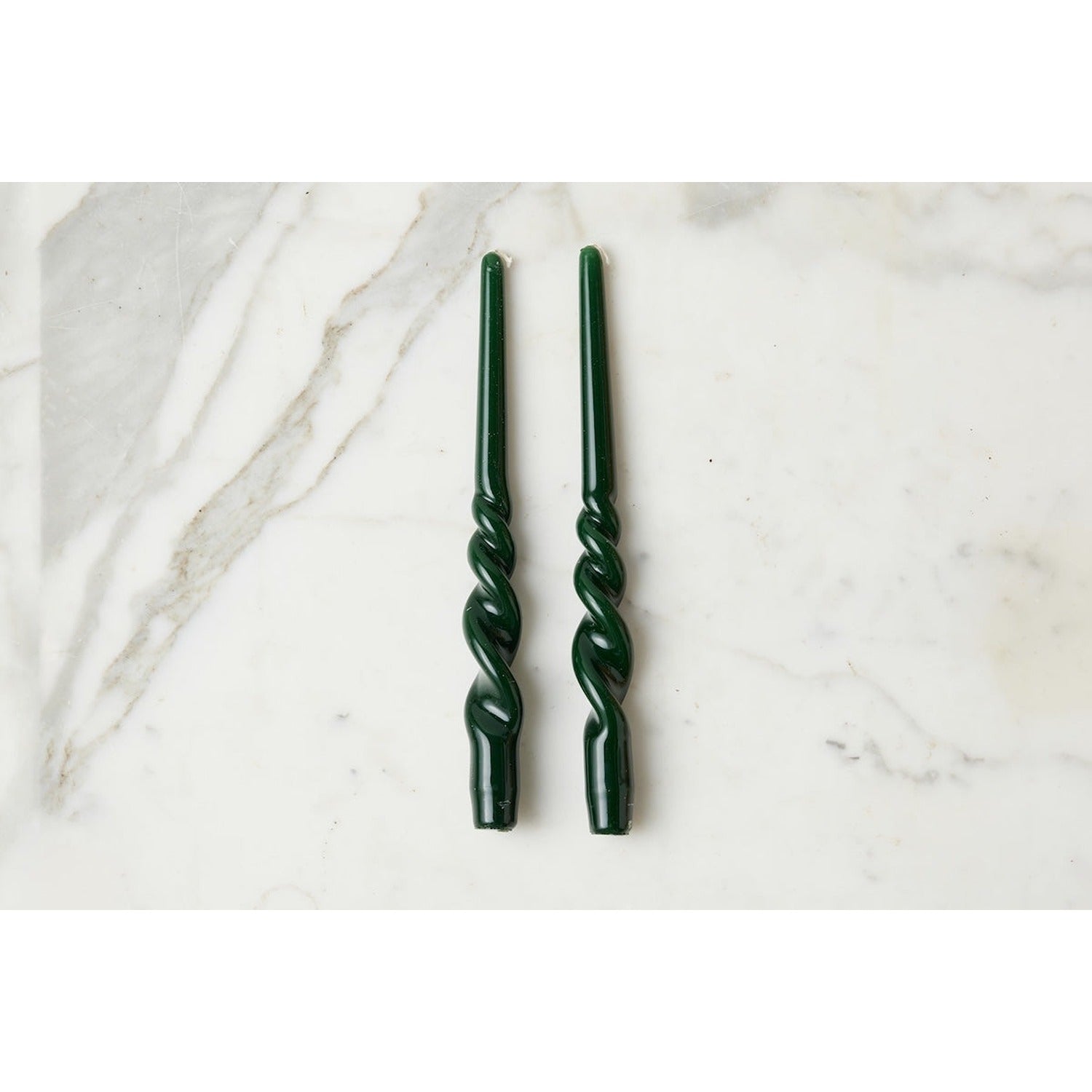 Lacquer Tall Twisted Taper Candles, Spruce, Set of 2