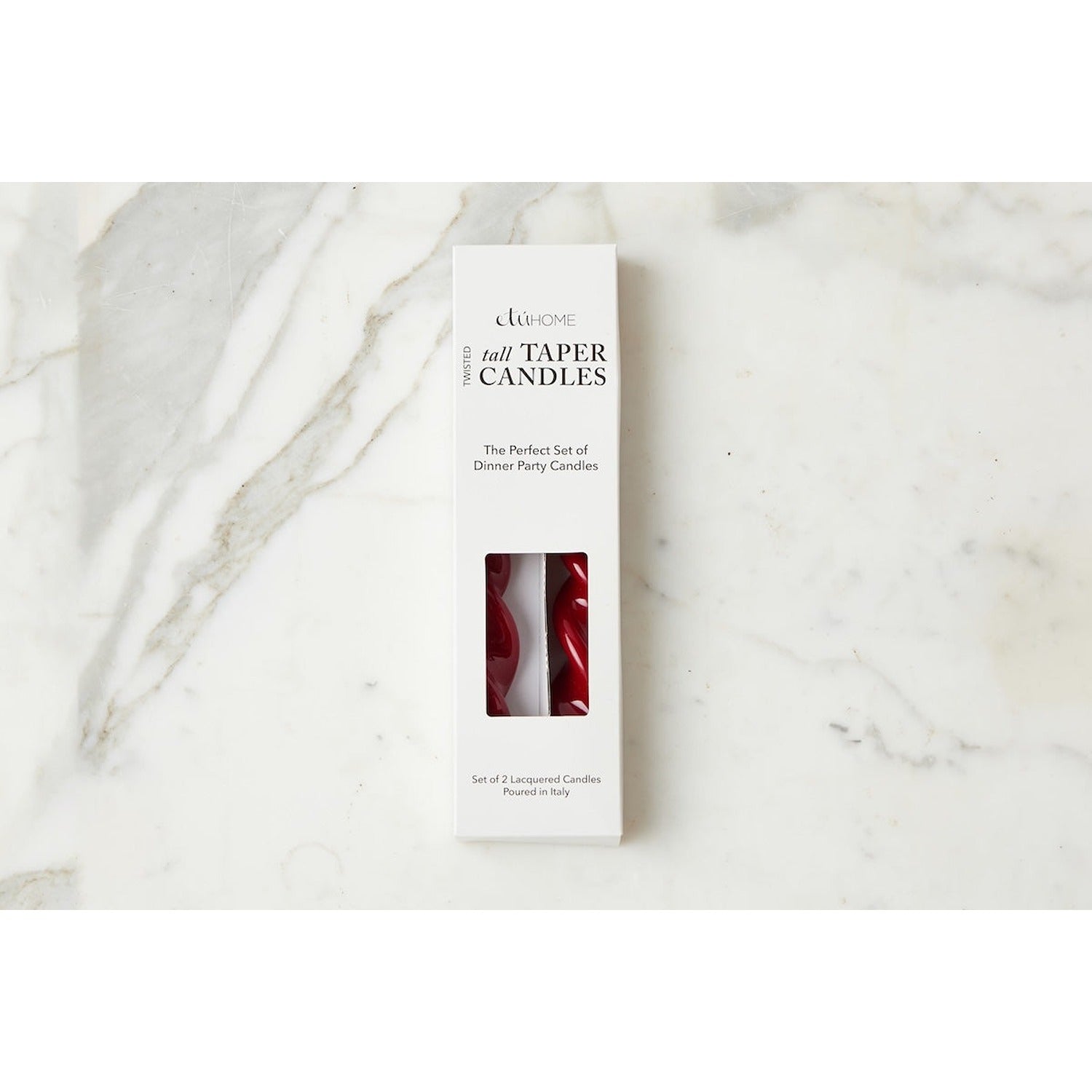 Lacquer Tall Twisted Taper Candles, Merlot, Set of 2