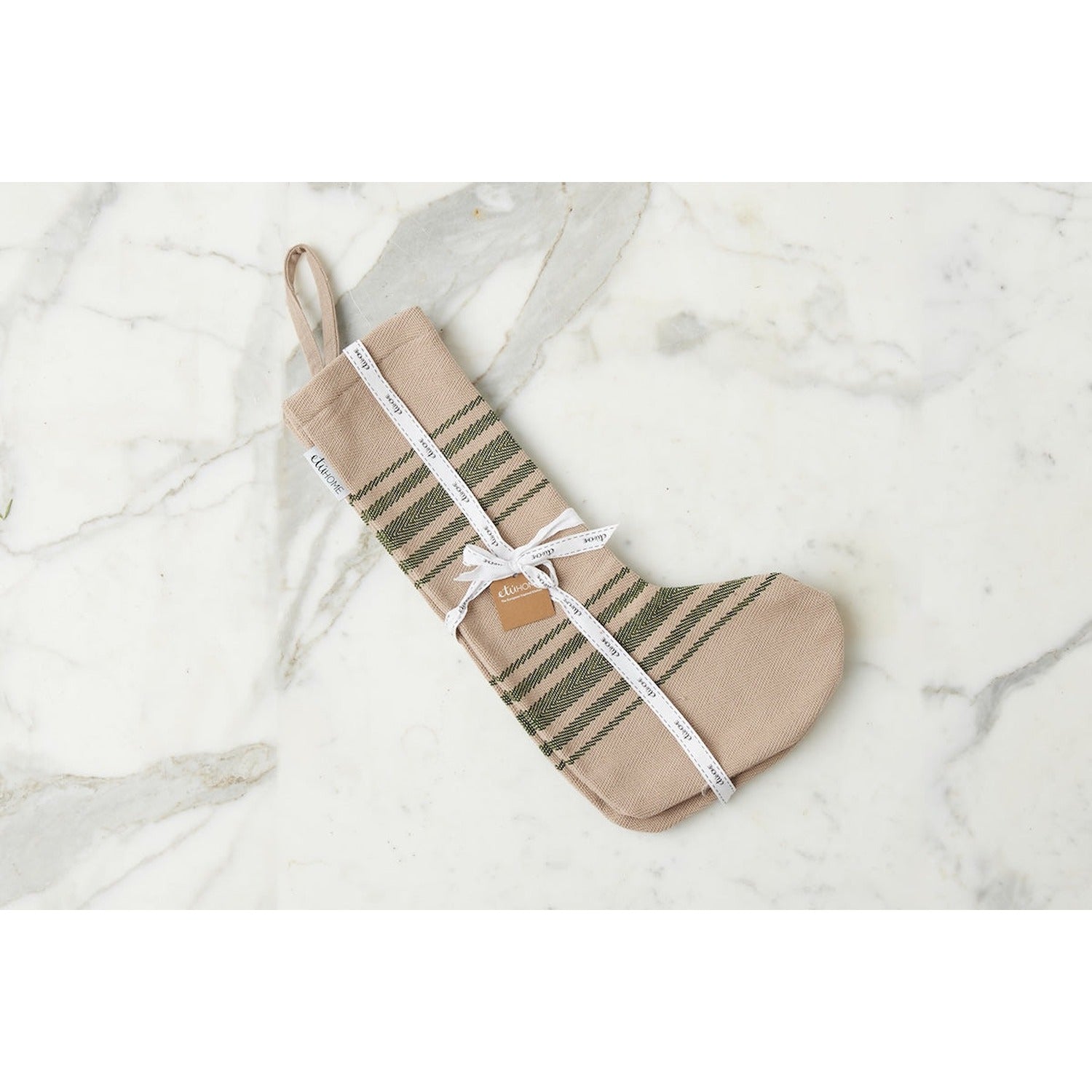 Holiday Stocking, Vintage Spruce Green Stripe, Set of 2