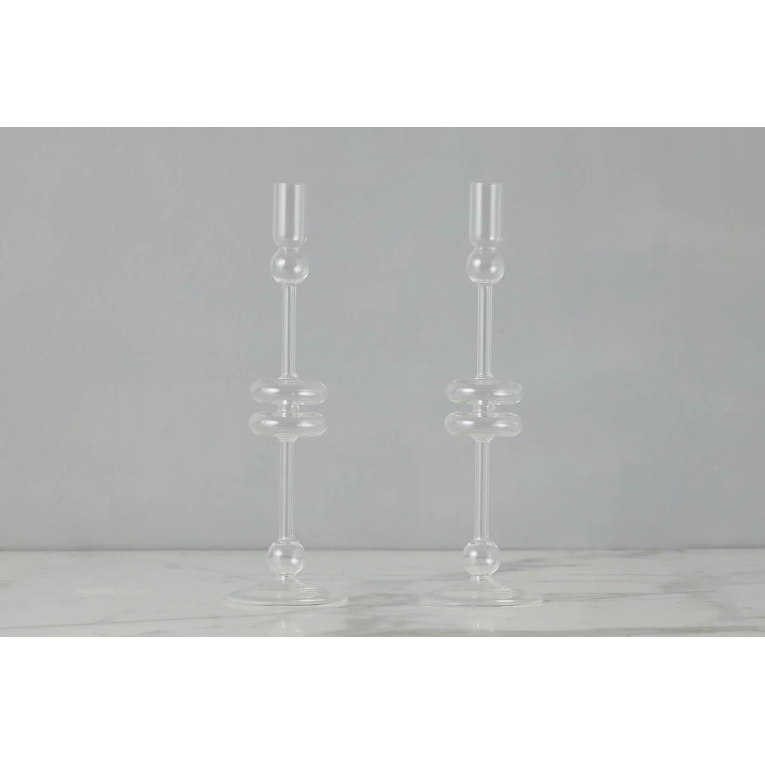 Clear Glass Candlestick Pairs - Large