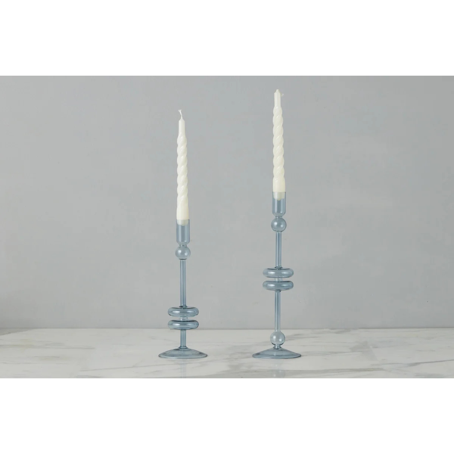 Denim Glass Candlestick Pairs