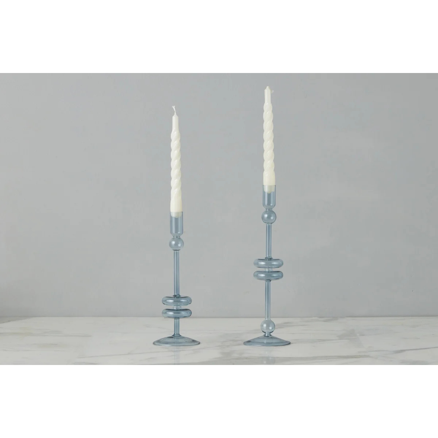 Denim Glass Candlestick Pairs - Large