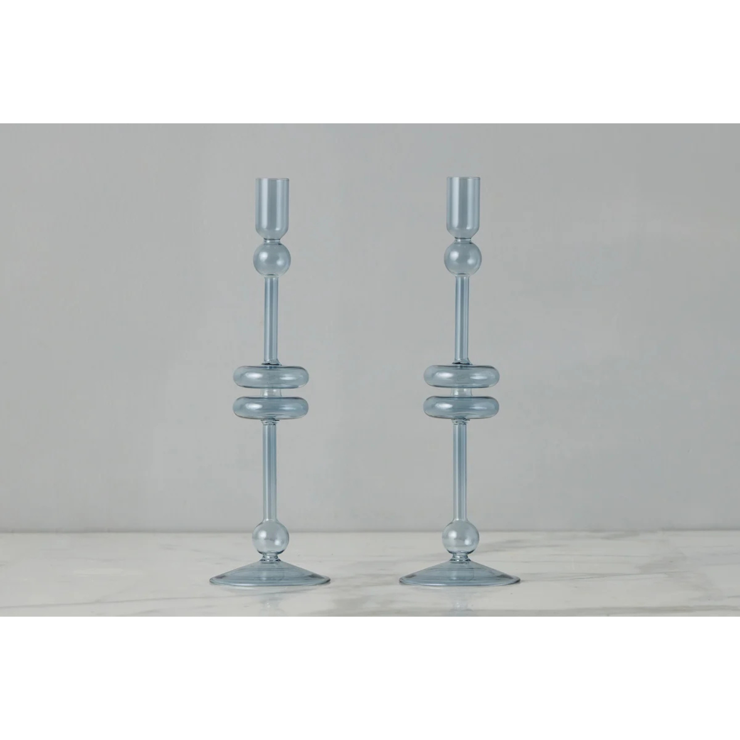 Denim Glass Candlestick Pairs - Large