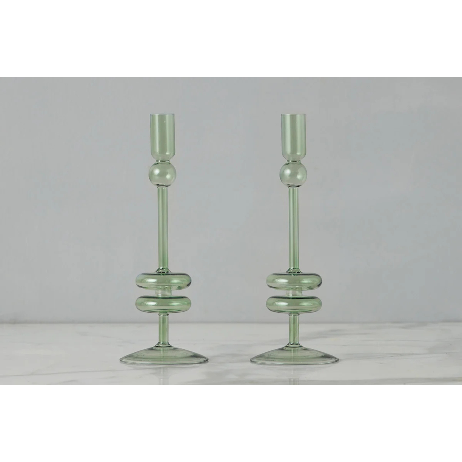 Sage Glass Candlestick Pairs