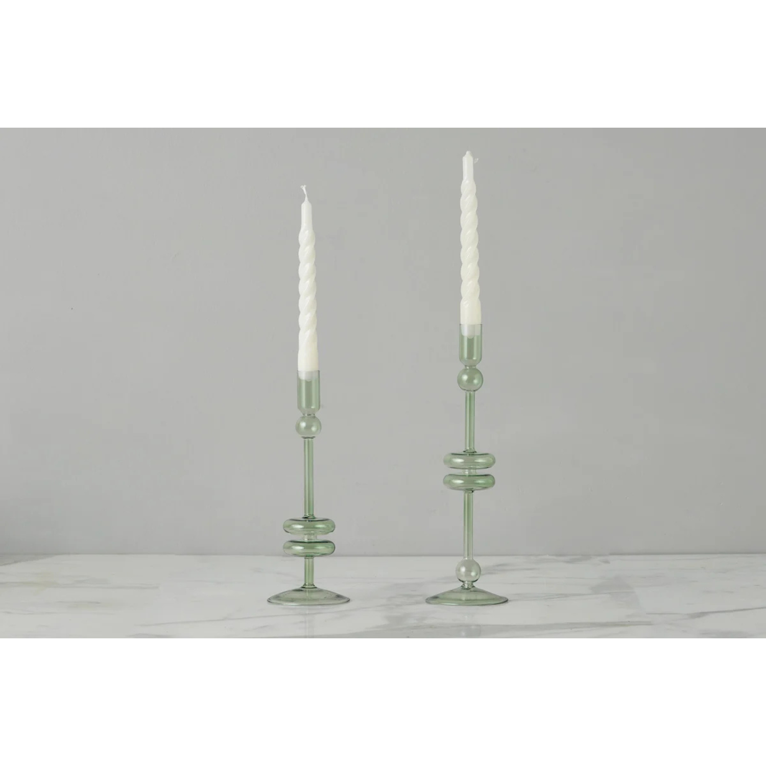 Sage Glass Candlestick Pairs