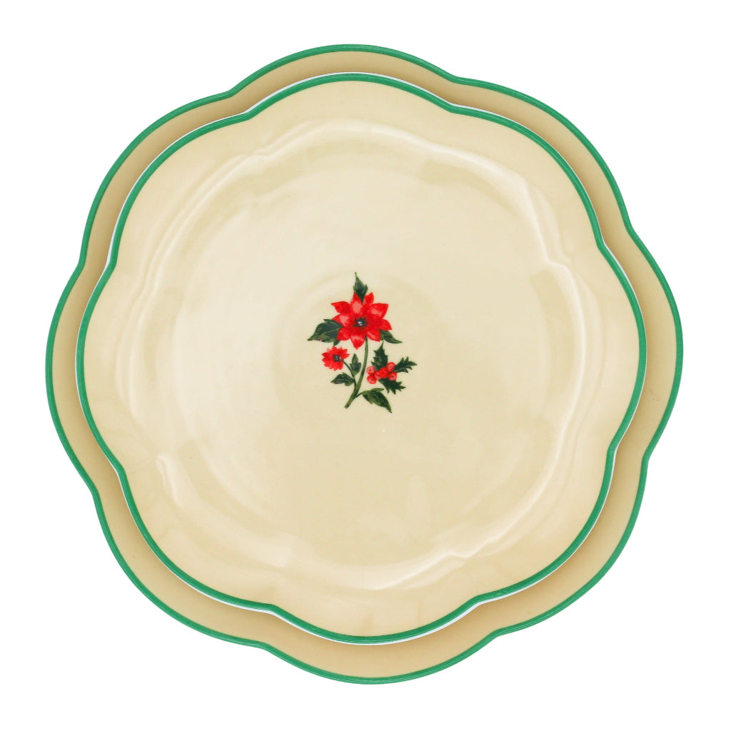Fabled Flora Scalloped Dinner Plate - Set of 4 (+1 Bonus Plate)