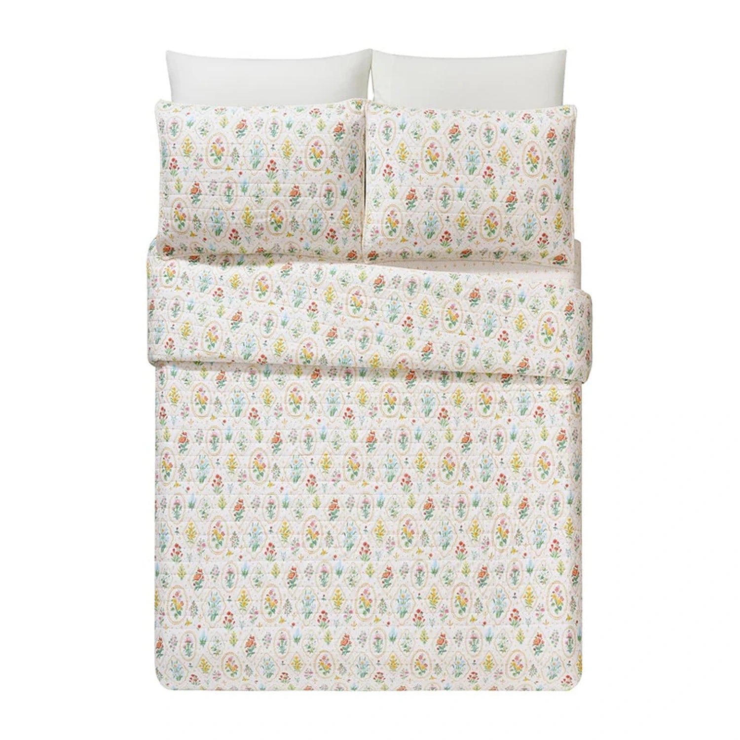 Flowers Wallpaper Quilt Set