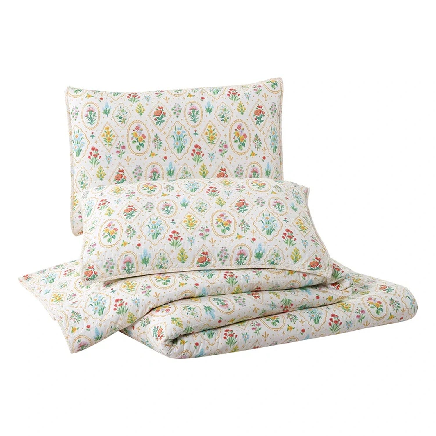 Flowers Wallpaper Quilt Set
