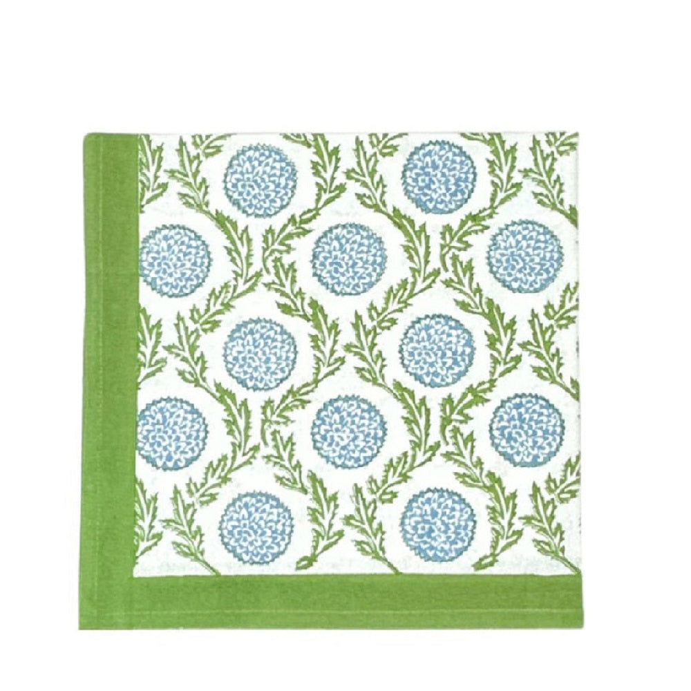 Blue and Green, Flowers & Vines - Napkin (Set of 4)
