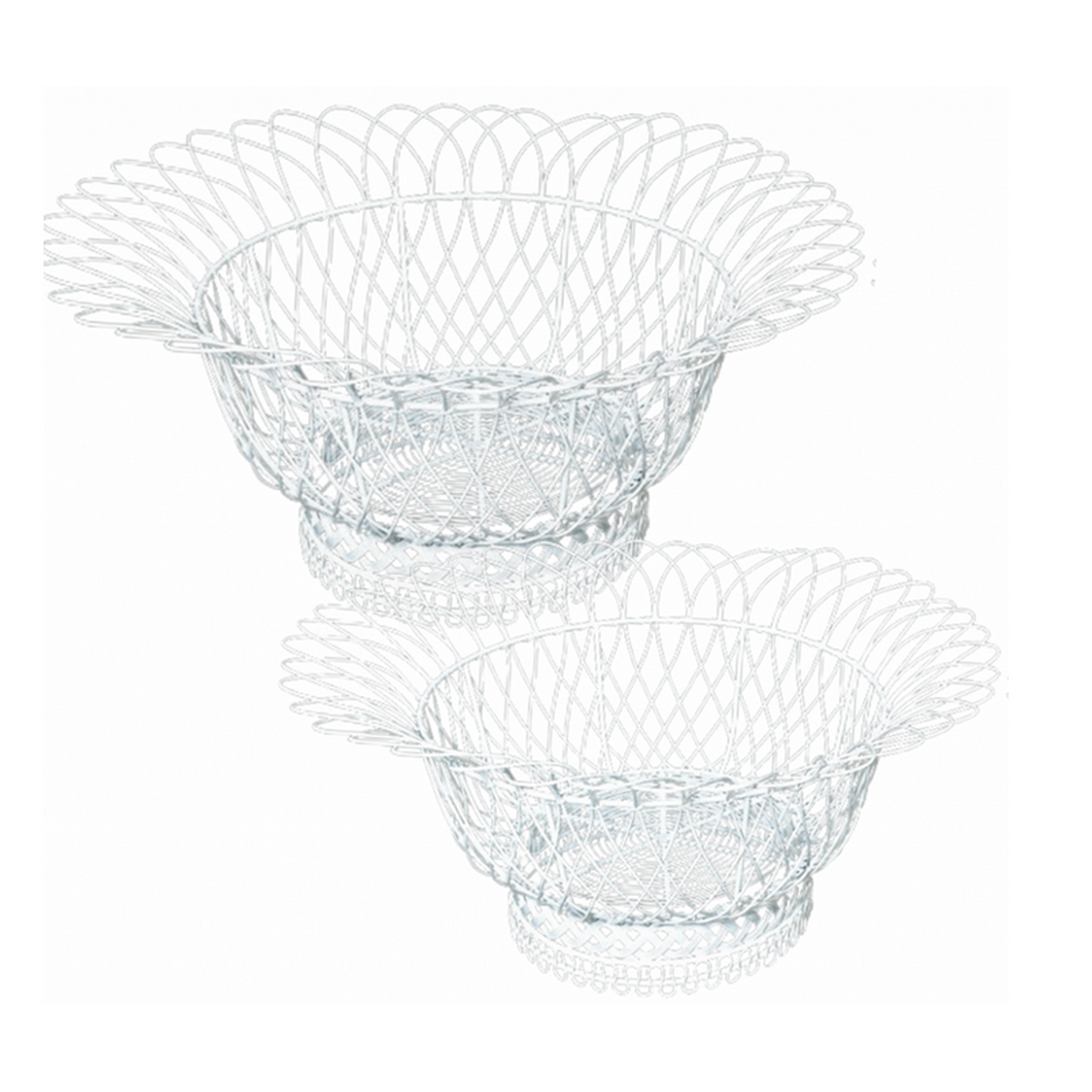 Round Flared White French Wire Basket (2 Sizes)