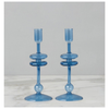 Sapphire Glass Candlestick Pair