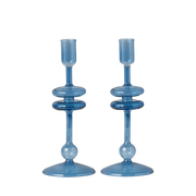 Sapphire Glass Candlestick Pair