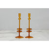Amber Glass Candlestick Pair