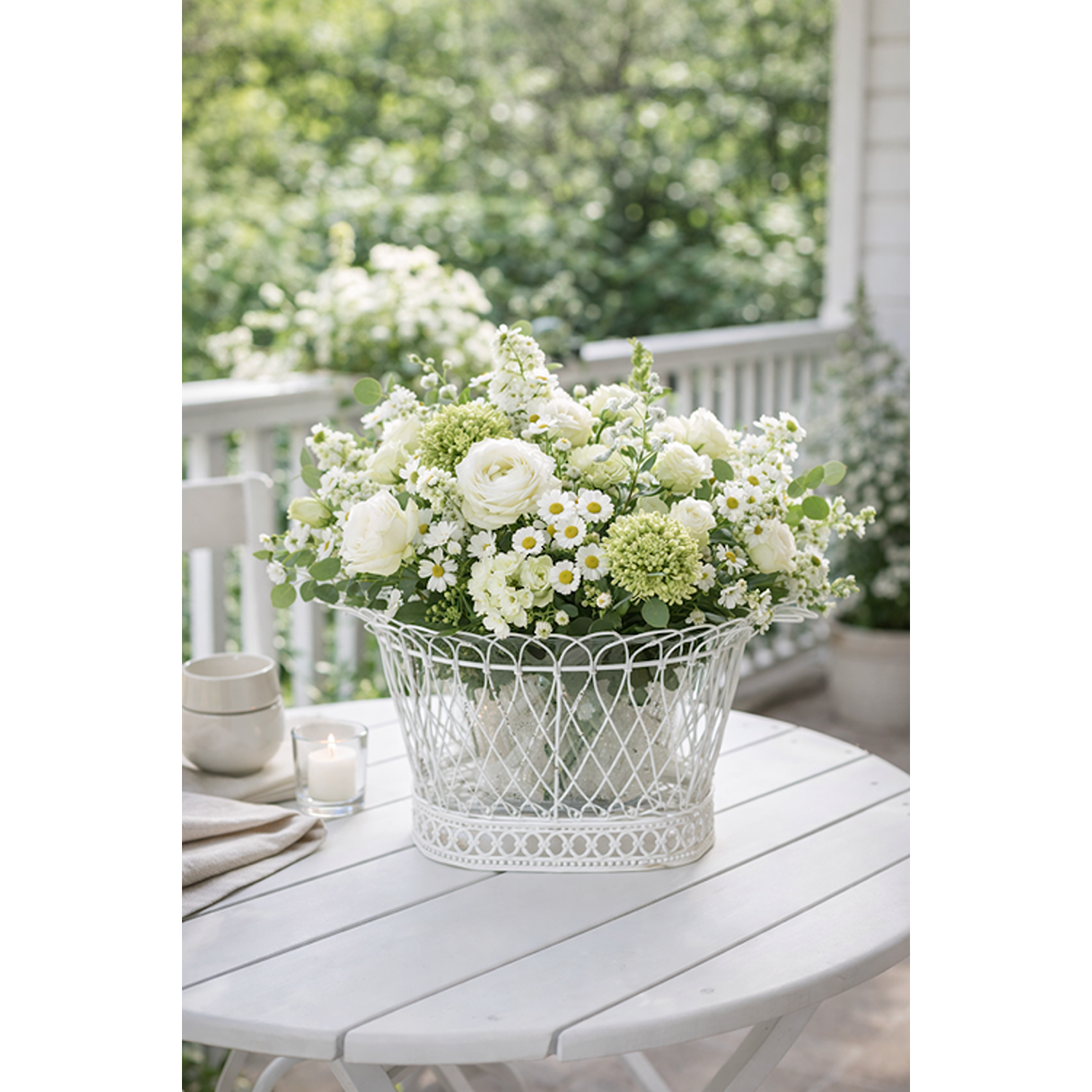 Square White French Wire Basket (3 Sizes)