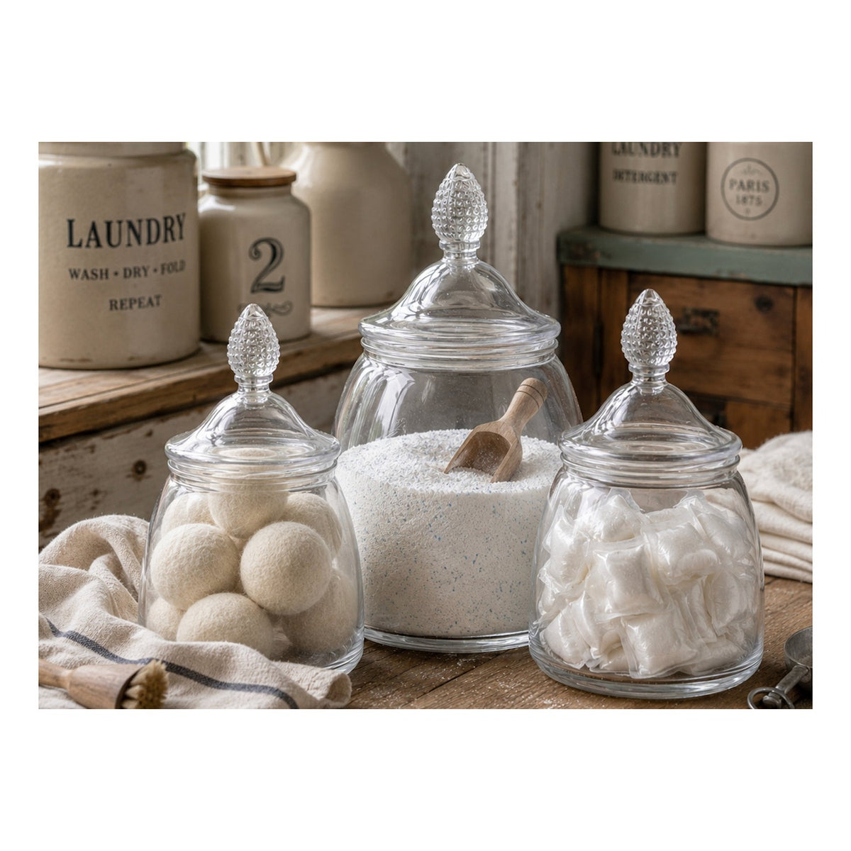 Glass Teardrop Jar, Lid