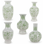 Set of 5 Mini Green Bud Vases