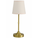 Antique Gold Metal Mini Rechargeable Lamp with Soft Pink Shade