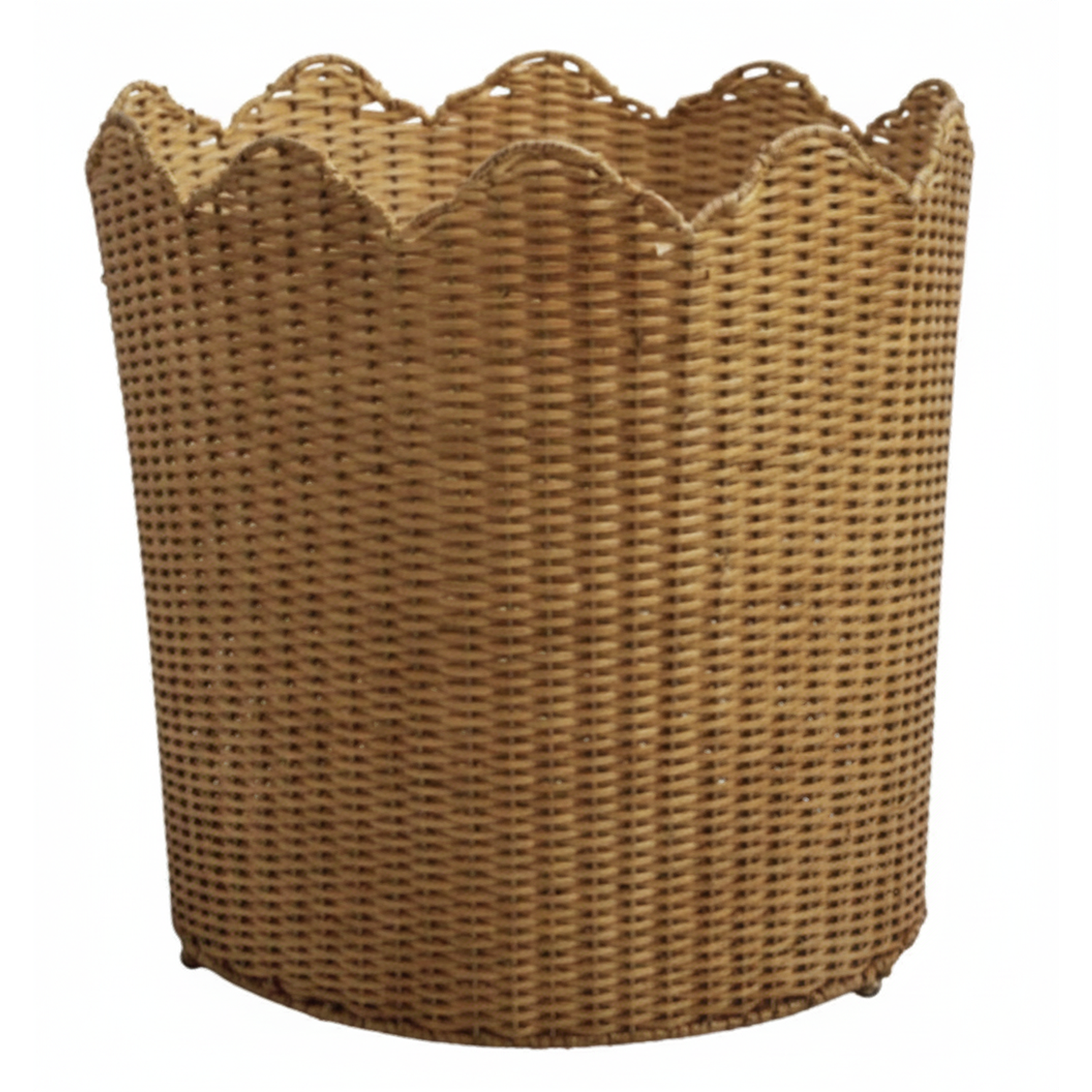 Scalloped Wicker Floor Planter