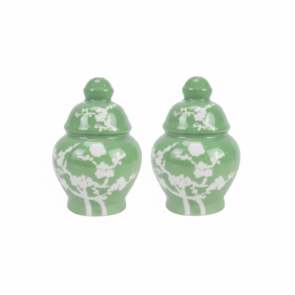Green Cherry Blossom Salt and Pepper Shaker