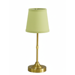 Antique Gold Metal Mini Rechargeable Lamp with Pea Green Shade