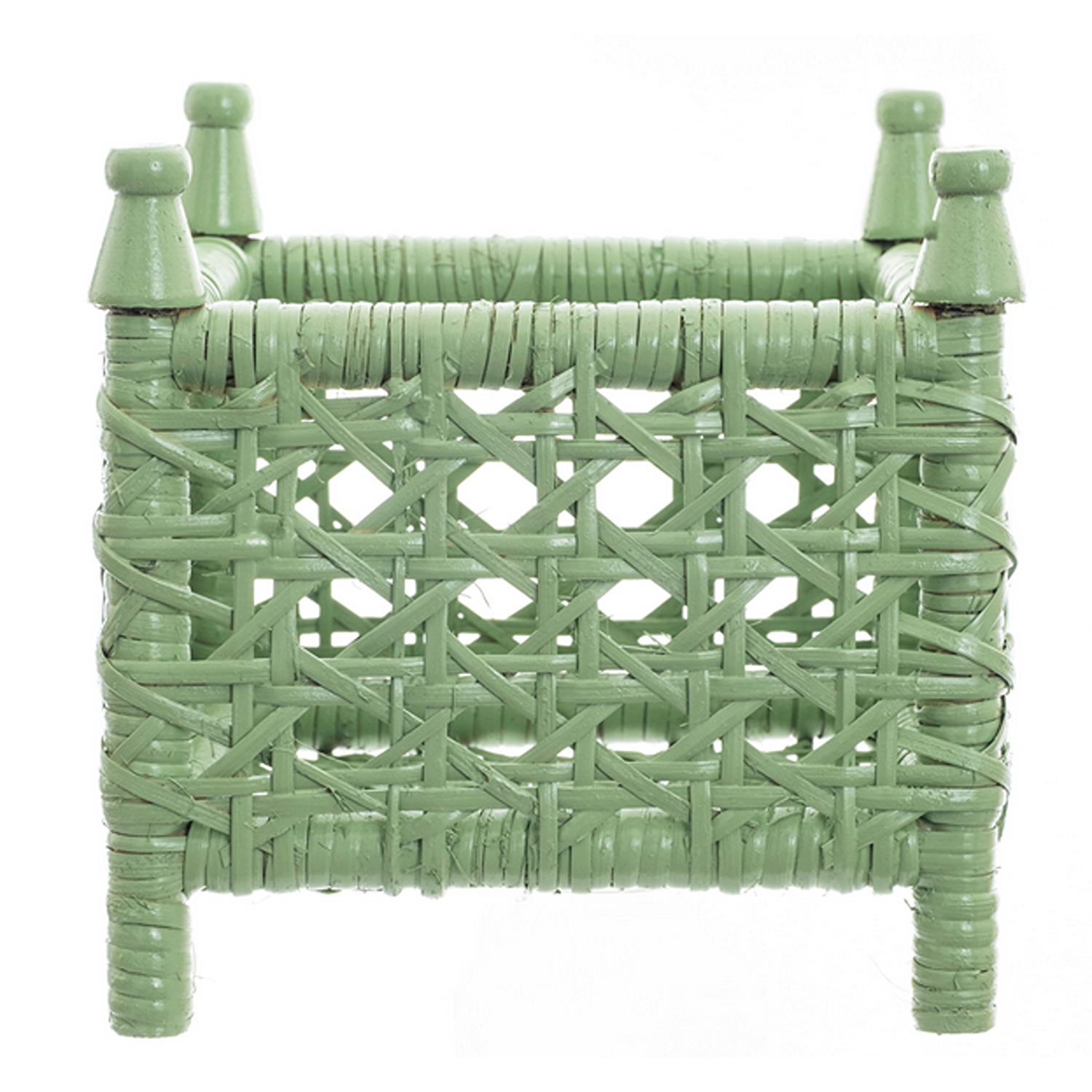 Mint Green Cane Wicker Box Planter