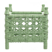Mint Green Cane Wicker Box Planter