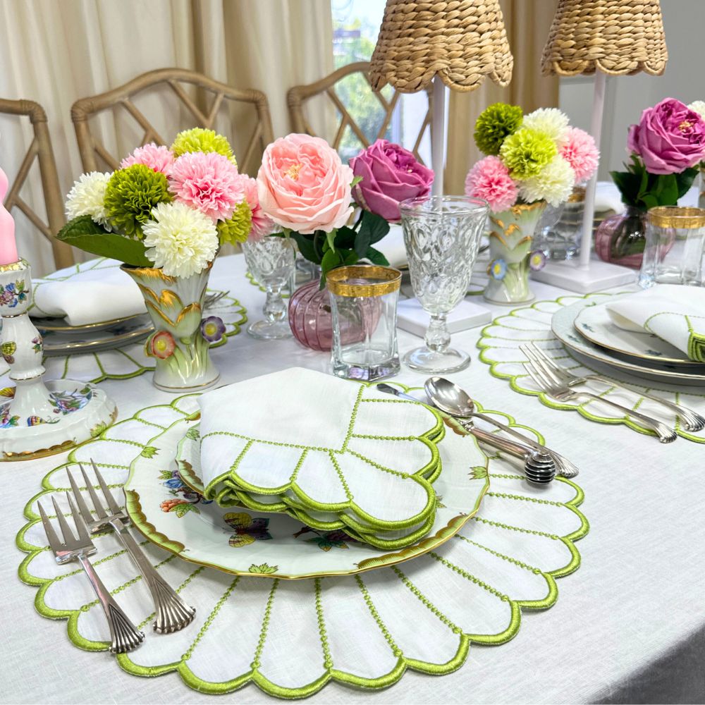 Studio Collection: Pippa Napkin - White/Green (Set of 4)