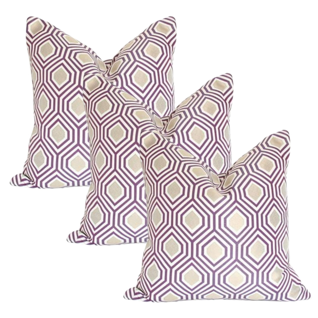 Hexagon Purple and Gold - Set of 3